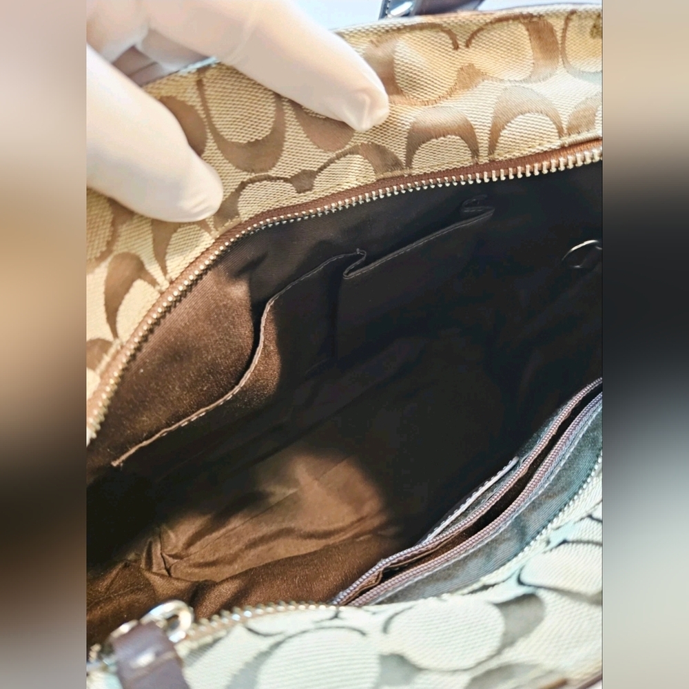 Coach Jaqcuered Medium Tote Brown Handbag F12645 EUC - Picture 15 of 16